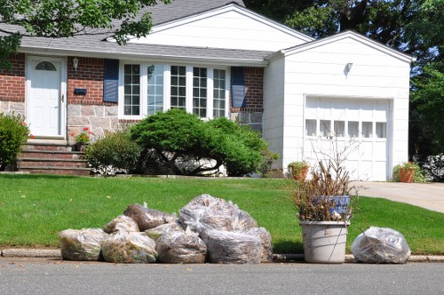 Clean construction site with professional waste removal equipment