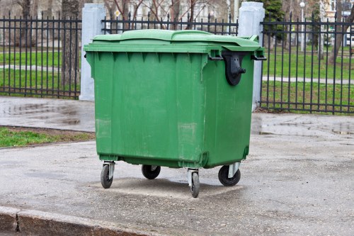 Professional waste clearance vehicle at Hillingdon construction site