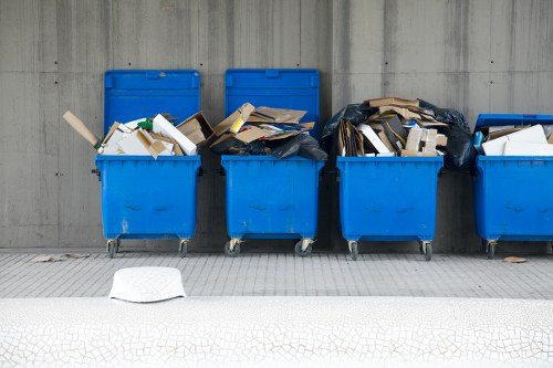 Stacks of sorted construction debris ready for recycling