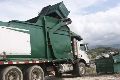 Eco-friendly waste management machinery in an urban area