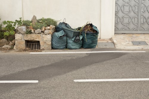 Professional waste clearance service team at work