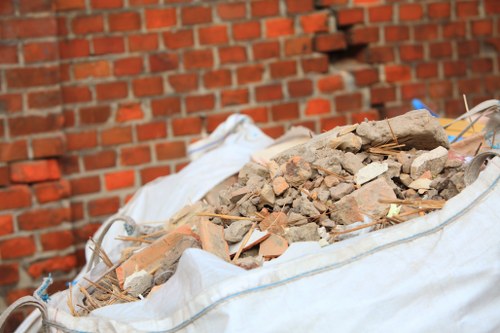 Sorting construction debris with recycling bins