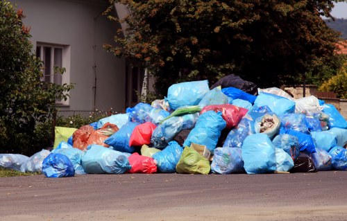 Eco-friendly waste recycling practices at a construction site in Lampton