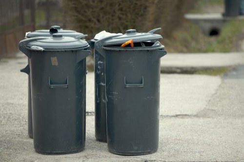 Construction debris being sorted for recycling