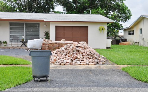 Local team managing construction debris