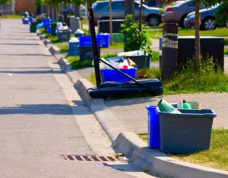 Professional waste clearance vehicle in action