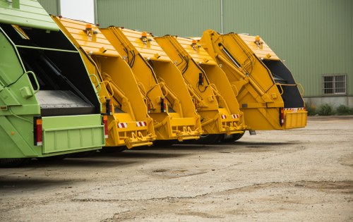 Efficient waste removal trucks and organized materials