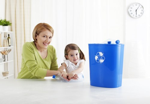 Workers engaging in sustainable waste disposal practices