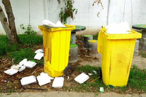 Construction site in Westminster with waste materials