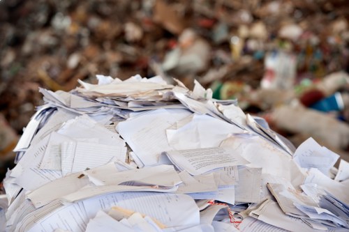 Professional waste clearance team at a building site