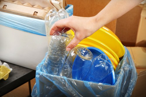 Step-by-step process of builders waste clearance with sorting and recycling