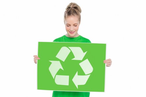 Technician sorting construction waste